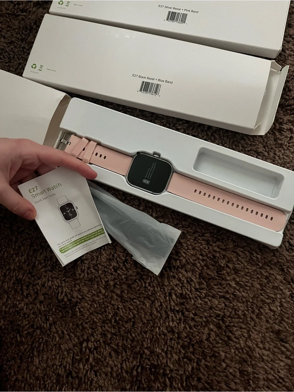 Letsfit Smart Watch E27. 2 pink and 2 blue with chargers and expander